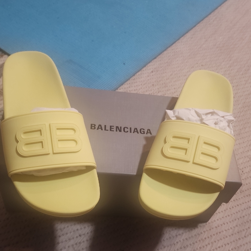 Balenciaga Yellow Slide Sandals 37